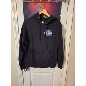 Logic Hoodie Sweatshirt Blue Graphic Print Pullover Hooded Top Size S